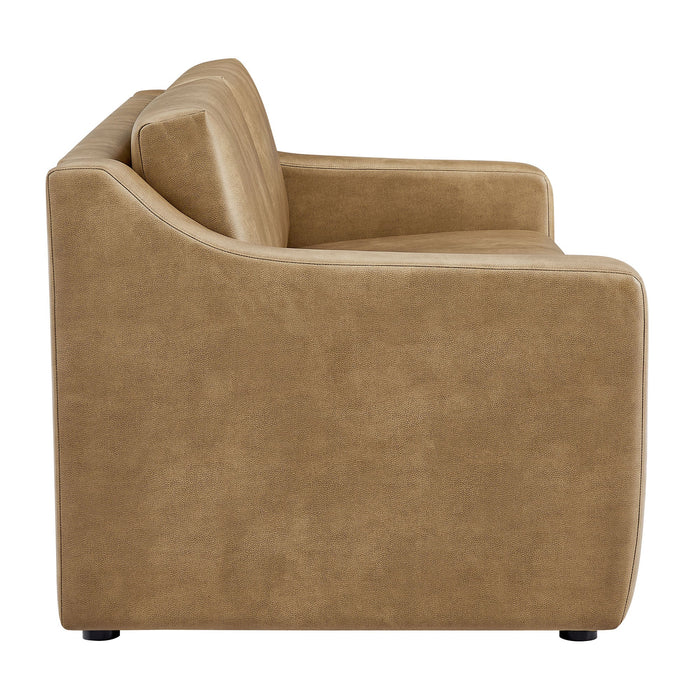 Modway Liora 87 Inch Vegan Leather Sofa in Toast - angled view