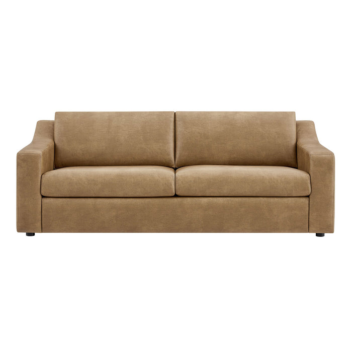 Modway Liora 87 Inch Vegan Leather Sofa in Toast - detail view
