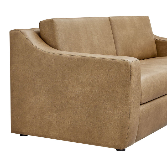 Modway Liora 87 Inch Vegan Leather Sofa in Toast - lifestyle view