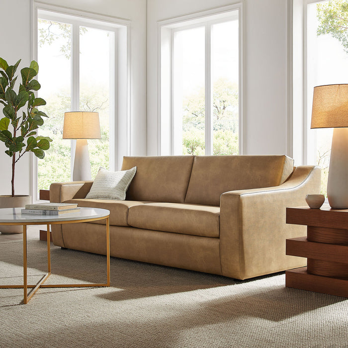 Modway Liora 87 Inch Vegan Leather Sofa in Toast - lifestyle view 13