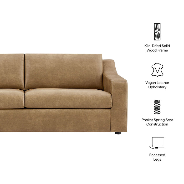 Modway Liora 87 Inch Vegan Leather Sofa in Toast - dimensions and specifications