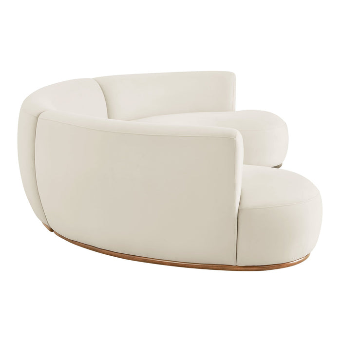 Modway Rialta 3 Piece Curved Performance Velvet Sectional Sofa in Alabaster - angled view