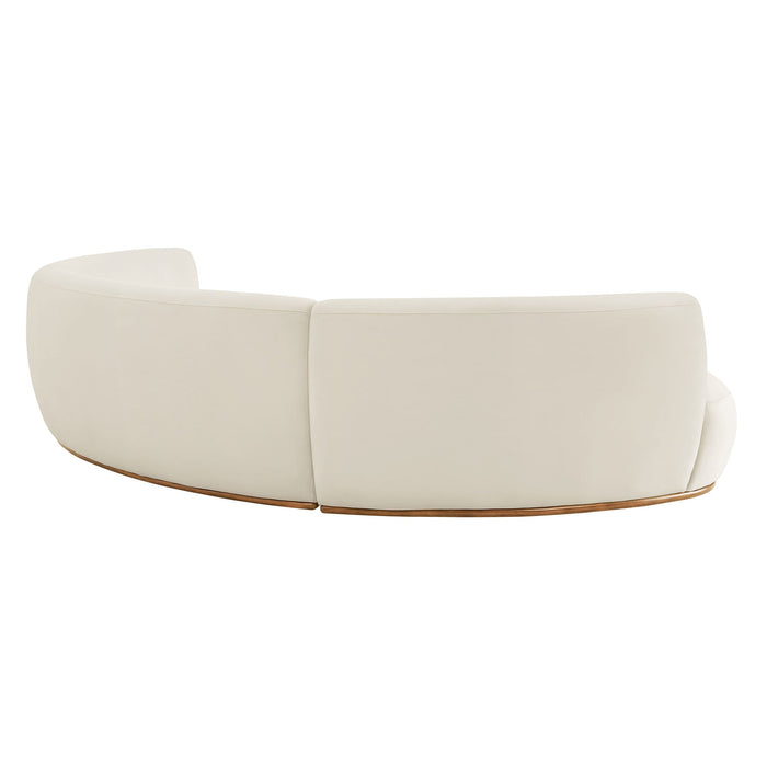 Modway Rialta 3 Piece Curved Performance Velvet Sectional Sofa in Alabaster - side view