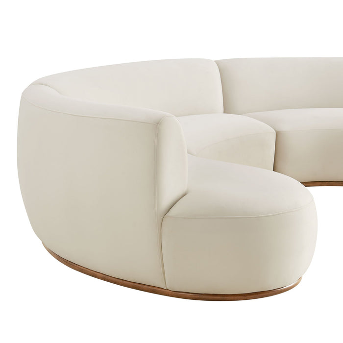 Modway Rialta 3 Piece Curved Performance Velvet Sectional Sofa in Alabaster - lifestyle view