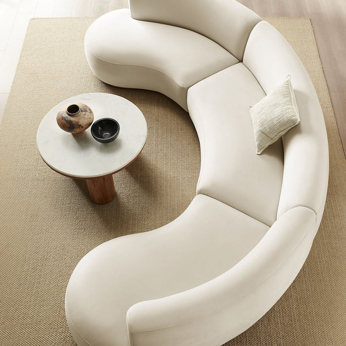 Modway Rialta 3 Piece Curved Performance Velvet Sectional Sofa in Alabaster - lifestyle view 11