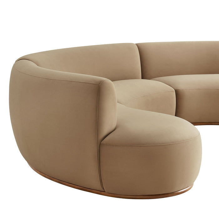 Modway Rialta 3 Piece Curved Performance Velvet Sectional Sofa in Taupe - lifestyle view