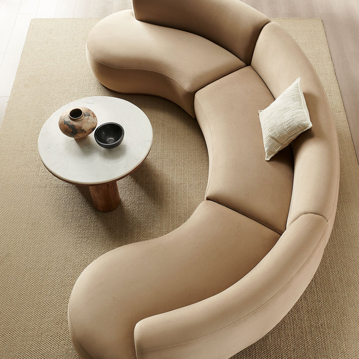 Modway Rialta 3 Piece Curved Performance Velvet Sectional Sofa in Taupe - lifestyle view 12