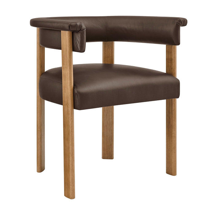 Modway Imogen Premium Vegan Leather Barrel Dining Chairs Set of 2 in Espresso Dark Brown - angled view