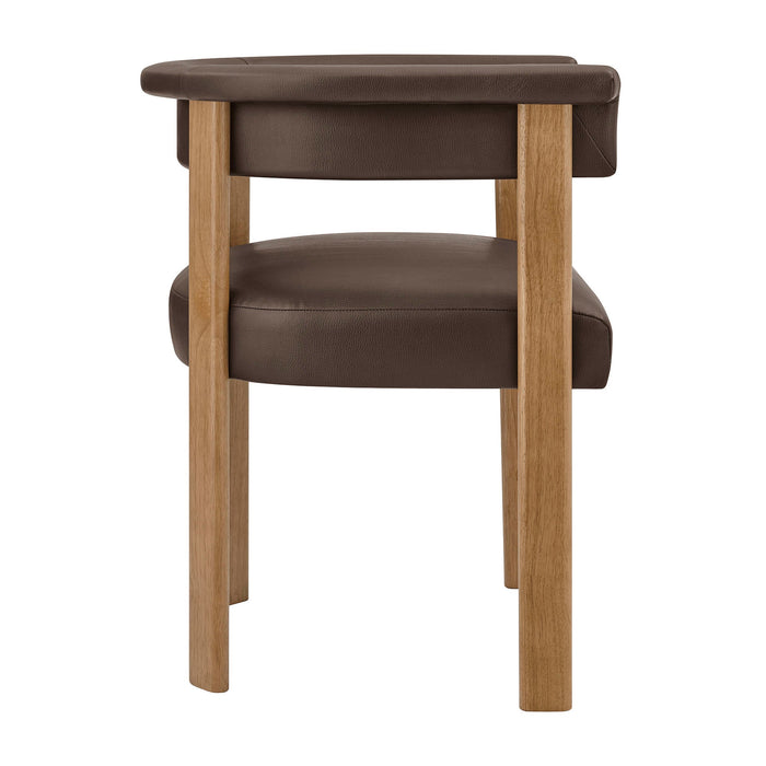 Modway Imogen Premium Vegan Leather Barrel Dining Chairs Set of 2 in Espresso Dark Brown - side view