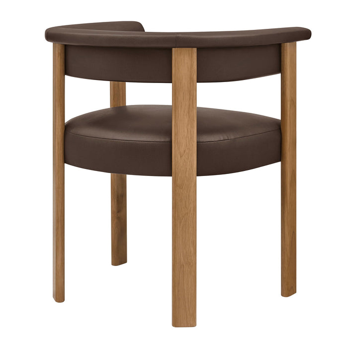 Modway Imogen Premium Vegan Leather Barrel Dining Chairs Set of 2 in Espresso Dark Brown - detail view