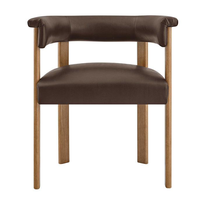 Modway Imogen Premium Vegan Leather Barrel Dining Chairs Set of 2 in Espresso Dark Brown - lifestyle view
