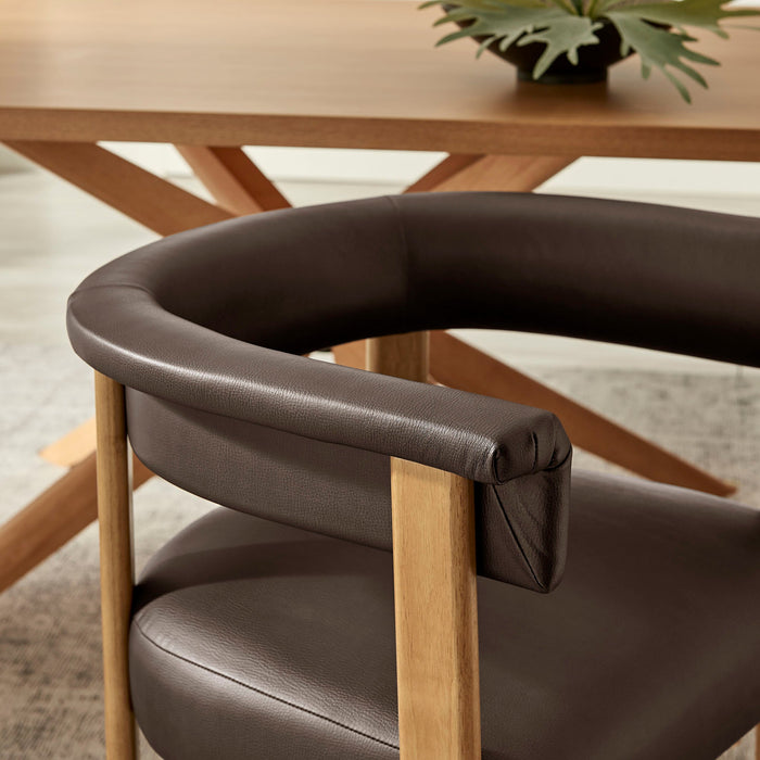 Modway Imogen Premium Vegan Leather Barrel Dining Chairs Set of 2 in Espresso Dark Brown - lifestyle view 14