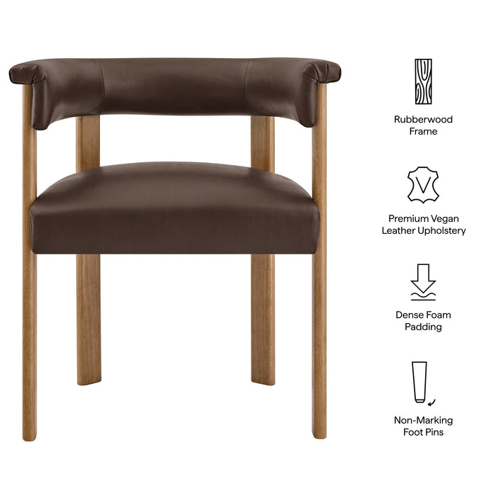 Modway Imogen Premium Vegan Leather Barrel Dining Chairs Set of 2 in Espresso Dark Brown - dimensions and specifications