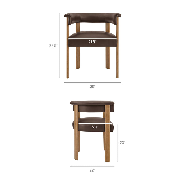 Modway Imogen Premium Vegan Leather Barrel Dining Chairs Set of 2 in Espresso Dark Brown - dimensions and specifications 20