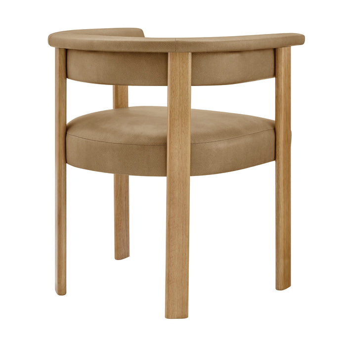Modway Imogen Premium Vegan Leather Barrel Dining Chairs Set of 2 in Toast Dark Brown - detail view