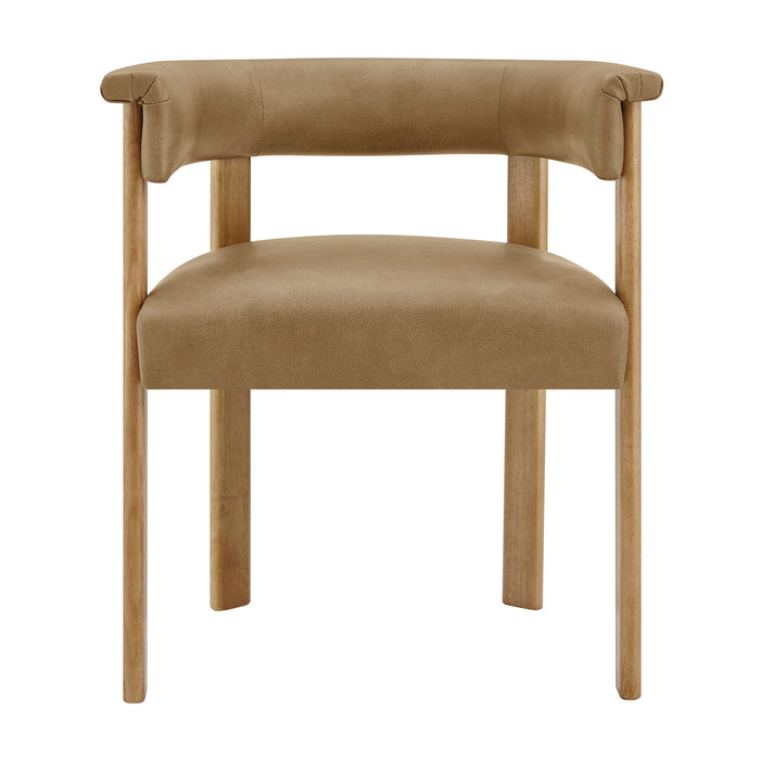 Modway Imogen Premium Vegan Leather Barrel Dining Chairs Set of 2 in Toast Dark Brown - lifestyle view