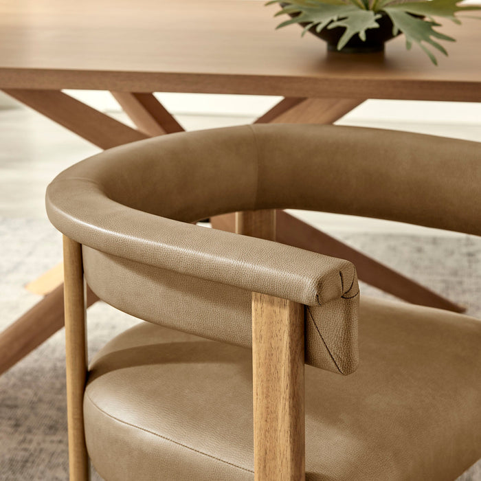 Modway Imogen Premium Vegan Leather Barrel Dining Chairs Set of 2 in Toast Dark Brown - lifestyle view 13
