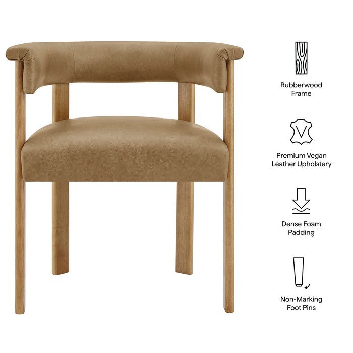 Modway Imogen Premium Vegan Leather Barrel Dining Chairs Set of 2 in Toast Dark Brown - dimensions and specifications