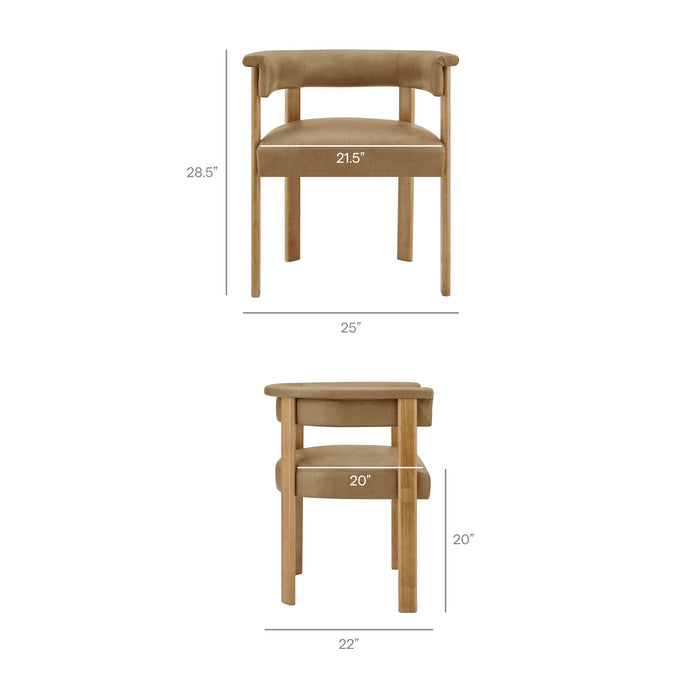 Modway Imogen Premium Vegan Leather Barrel Dining Chairs Set of 2 in Toast Dark Brown - dimensions and specifications 18