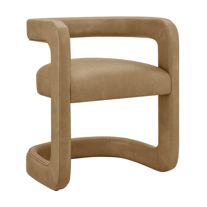 Modway Winslow Premium Vegan Leather Dining Chair in Toast - angled view