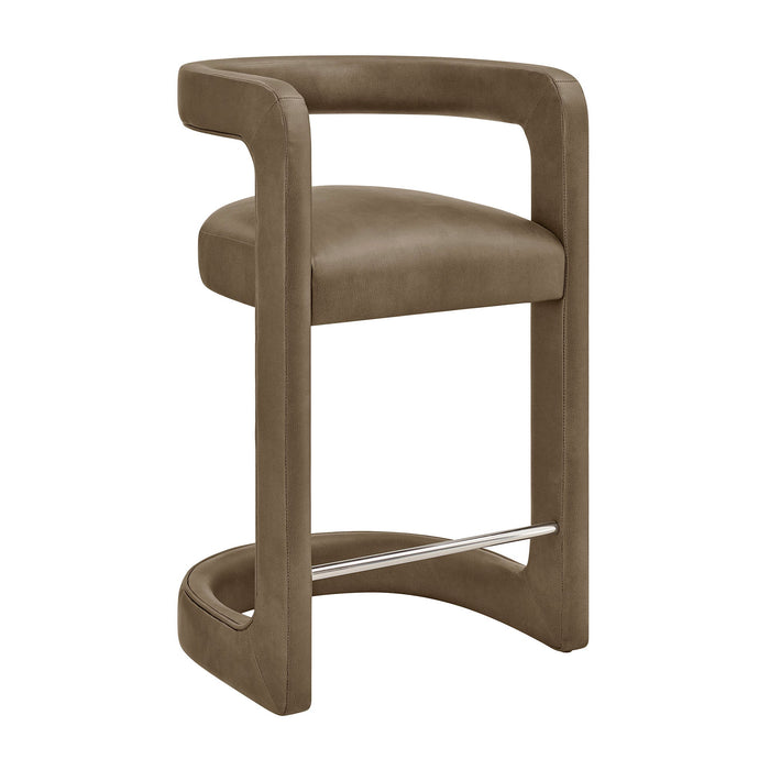 Modway Winslow Premium Vegan Leather Counter Stool in Mushroom - front view