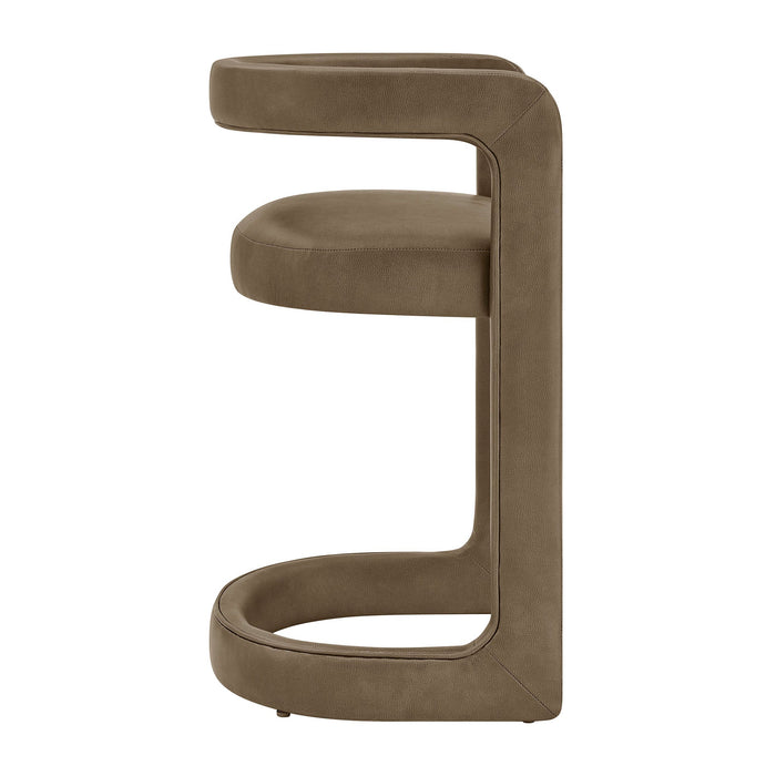Modway Winslow Premium Vegan Leather Counter Stool in Mushroom - angled view