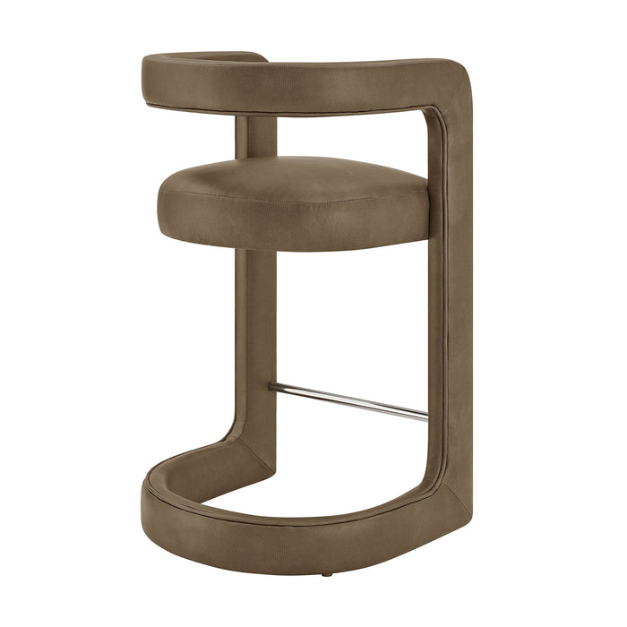 Modway Winslow Premium Vegan Leather Counter Stool in Mushroom - side view