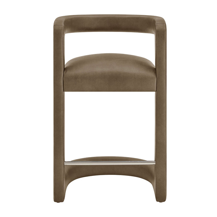 Modway Winslow Premium Vegan Leather Counter Stool in Mushroom - detail view