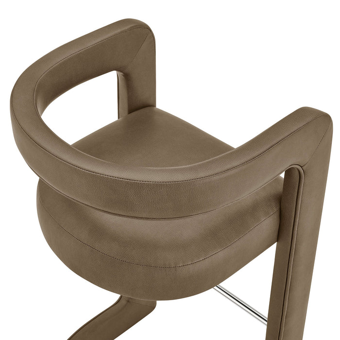 Modway Winslow Premium Vegan Leather Counter Stool in Mushroom - lifestyle view