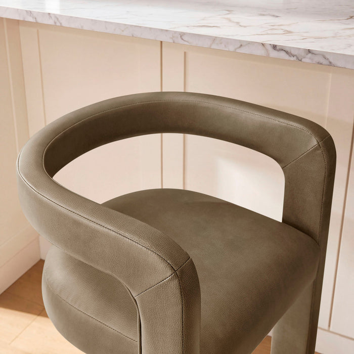 Modway Winslow Premium Vegan Leather Counter Stool in Mushroom - lifestyle view 17