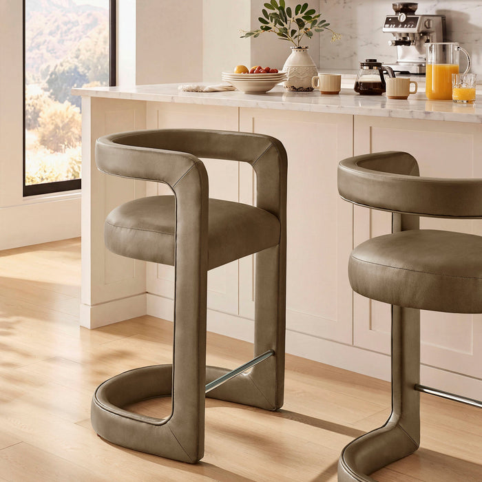 Modway Winslow Premium Vegan Leather Counter Stool in Mushroom - lifestyle view 20