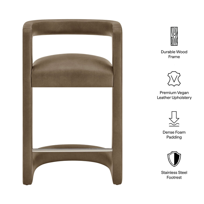 Modway Winslow Premium Vegan Leather Counter Stool in Mushroom - dimensions and specifications