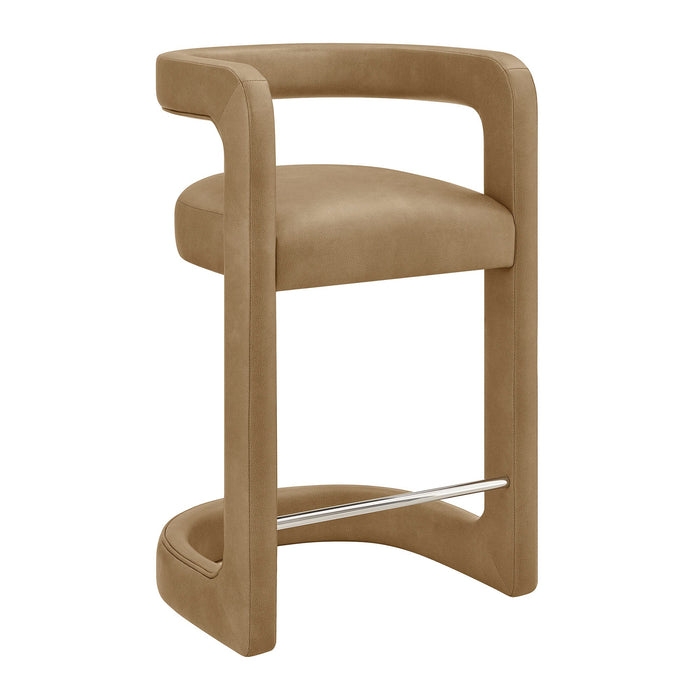 Modway Winslow Premium Vegan Leather Counter Stool in Toast - front view