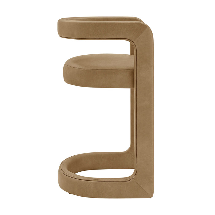 Modway Winslow Premium Vegan Leather Counter Stool in Toast - angled view