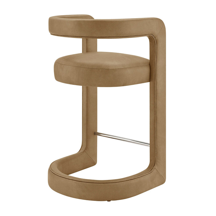 Modway Winslow Premium Vegan Leather Counter Stool in Toast - side view