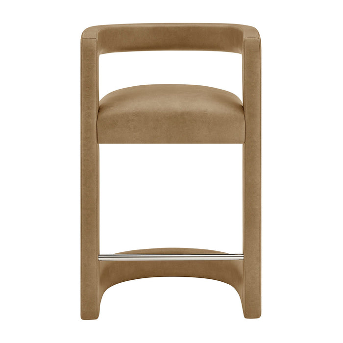 Modway Winslow Premium Vegan Leather Counter Stool in Toast - detail view