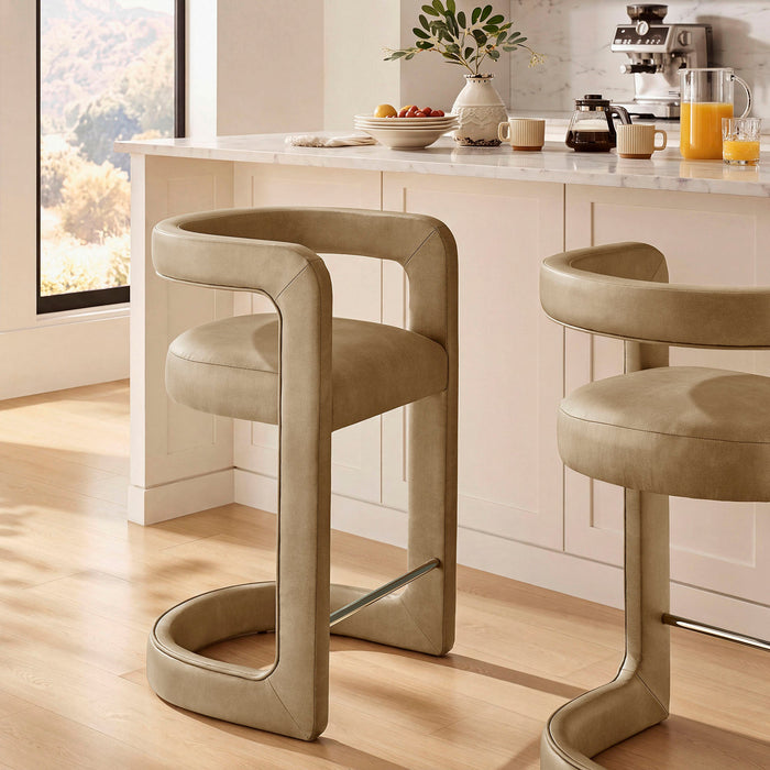 Modway Winslow Premium Vegan Leather Counter Stool in Toast - lifestyle view 19