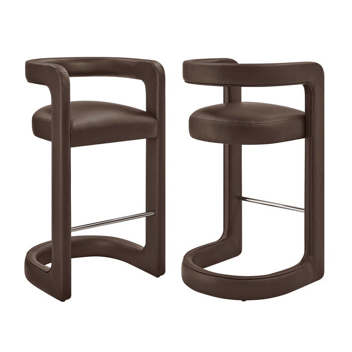 Modway Winslow Premium Vegan Leather Bar Stool Set of 2 in Espresso - front view