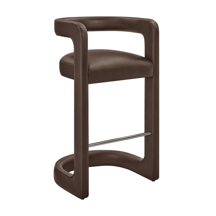Modway Winslow Premium Vegan Leather Bar Stool Set of 2 in Espresso - angled view
