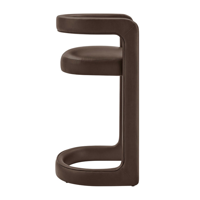 Modway Winslow Premium Vegan Leather Bar Stool Set of 2 in Espresso - side view