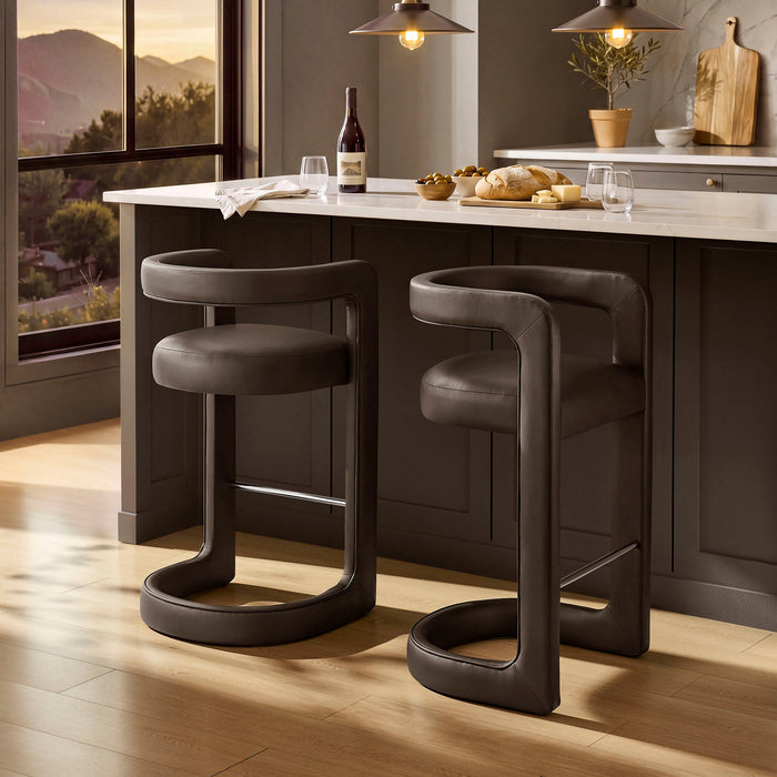 Modway Winslow Premium Vegan Leather Bar Stool Set of 2 in Espresso - lifestyle view 23