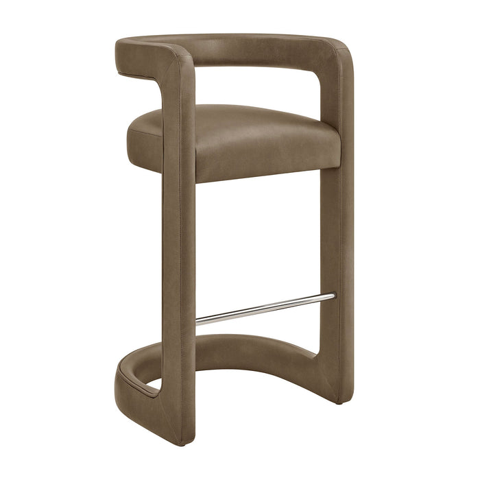 Modway Winslow Premium Vegan Leather Bar Stool Set of 2 in Mushroom - angled view