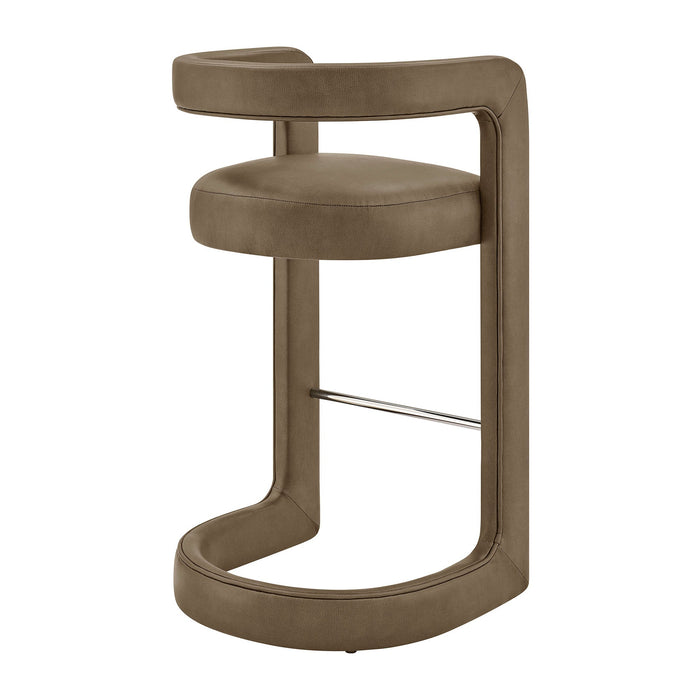 Modway Winslow Premium Vegan Leather Bar Stool Set of 2 in Mushroom - detail view