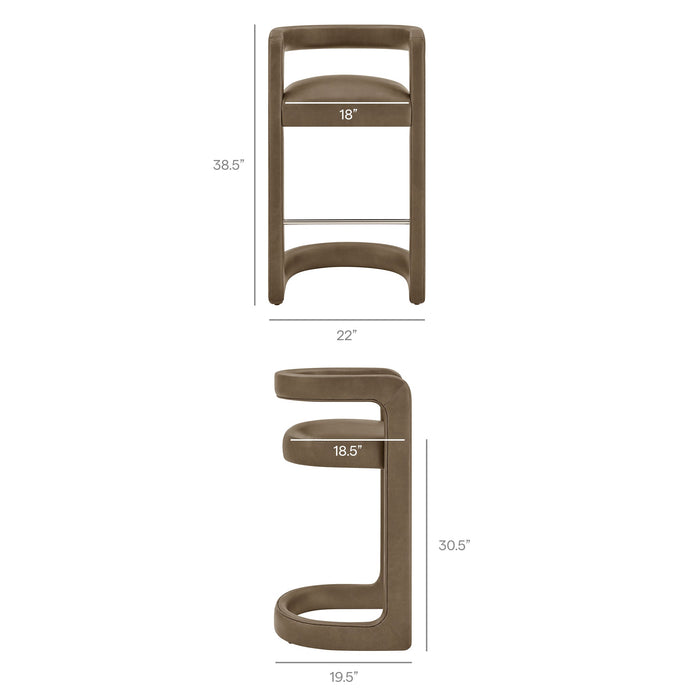 Modway Winslow Premium Vegan Leather Bar Stool Set of 2 in Mushroom - dimensions and specifications 30