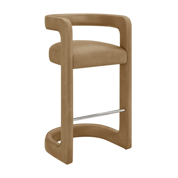Modway Winslow Premium Vegan Leather Bar Stool Set of 2 in Toast - angled view