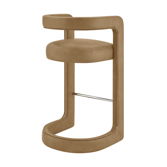 Modway Winslow Premium Vegan Leather Bar Stool Set of 2 in Toast - detail view
