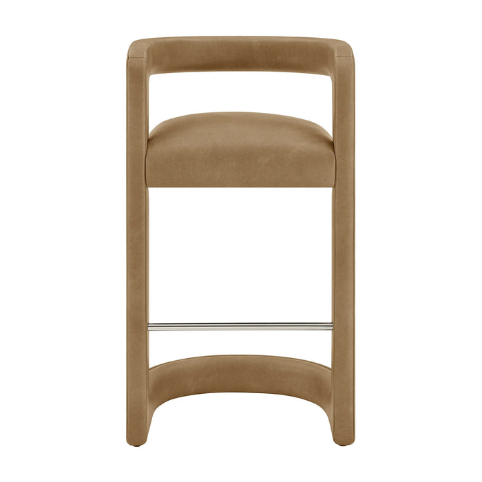 Modway Winslow Premium Vegan Leather Bar Stool Set of 2 in Toast - lifestyle view