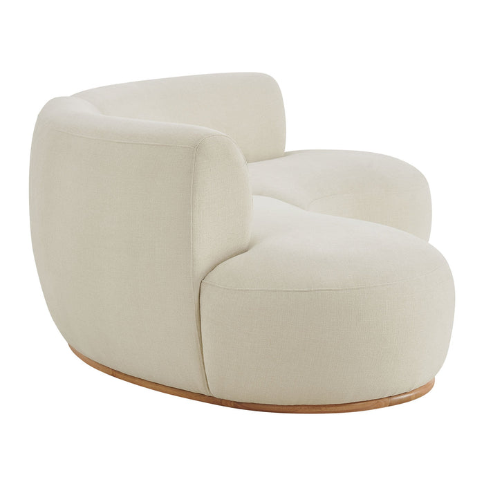 Modway Rialta 2 Piece Curved Slub Weave Fabric Sectional Sofa in Ecru - angled view