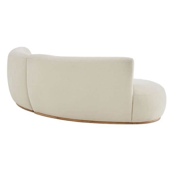 Modway Rialta 2 Piece Curved Slub Weave Fabric Sectional Sofa in Ecru - side view