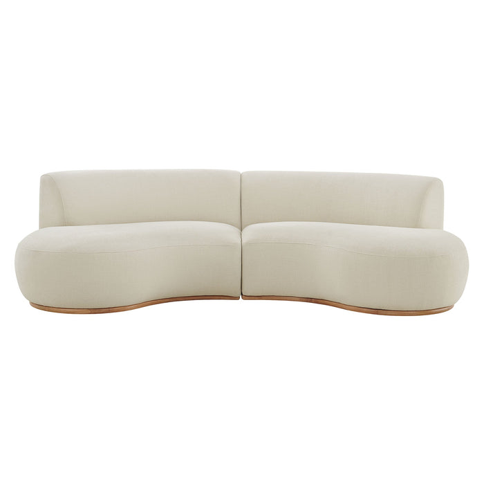 Modway Rialta 2 Piece Curved Slub Weave Fabric Sectional Sofa in Ecru - detail view
